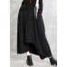 Women black cotton skirt elastic waist asymmetric skirt