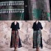 boutique Loose fitting Winter coat fall green print lapel patchwork coat